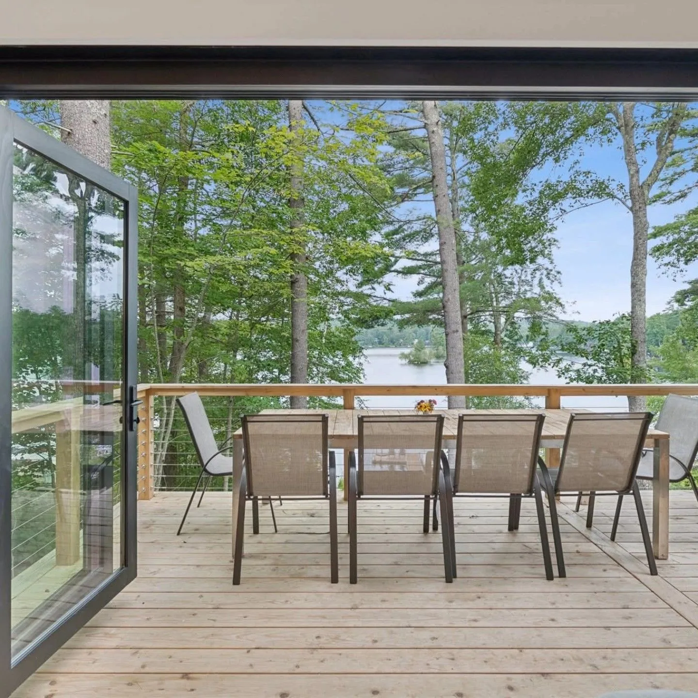 Lakeside deck dining area